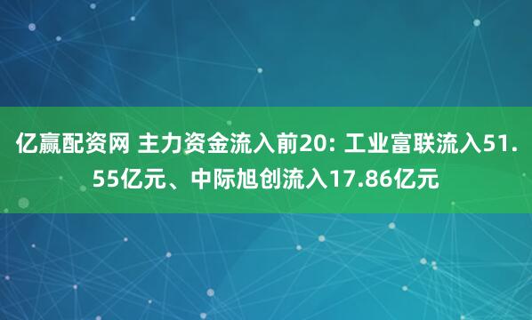 亿赢配资网 主力资金流入前20: 工业富联流入51.55亿元、中际旭创流入17.86亿元