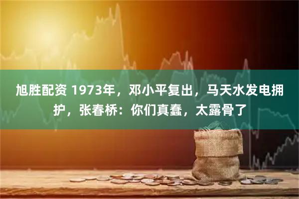 旭胜配资 1973年，邓小平复出，马天水发电拥护，张春桥：你们真蠢，太露骨了