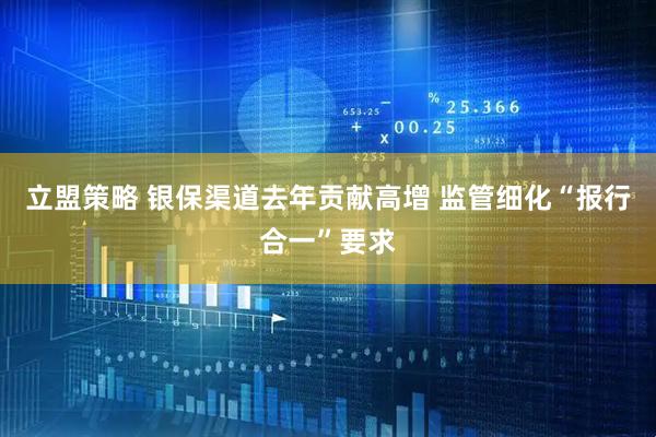 立盟策略 银保渠道去年贡献高增 监管细化“报行合一”要求