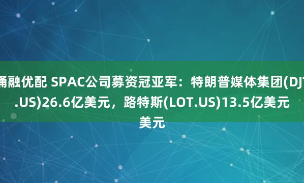 涌融优配 SPAC公司募资冠亚军：特朗普媒体集团(DJT.US)26.6亿美元，路特斯(LOT.US)13.5亿美元