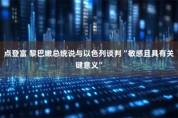 点登富 黎巴嫩总统说与以色列谈判“敏感且具有关键意义”