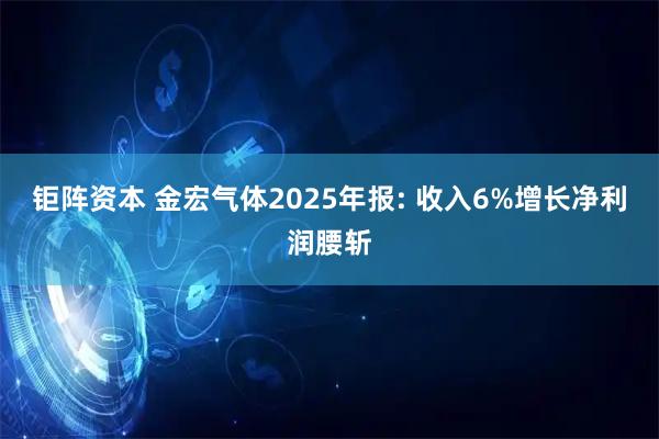 钜阵资本 金宏气体2025年报: 收入6%增长净利润腰斩