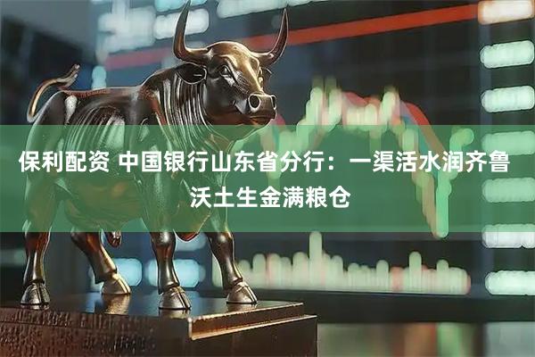保利配资 中国银行山东省分行：一渠活水润齐鲁  沃土生金满粮仓